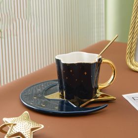 Ceramic Cup Star And Mood Saucer (Color: Blue)