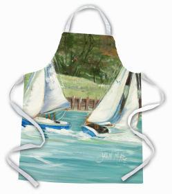 Beach Apron (Color: Beach/Beach and Lake Scenes/Sailboats 2, size: 31 x 27)