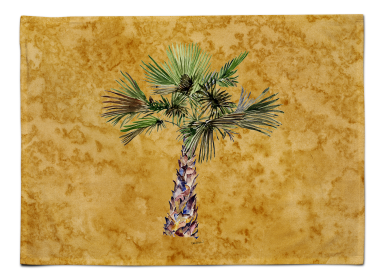 Palm Tree Fabric Placemat (Color: Palm Tree on Gold, size: 15.5 x 12)