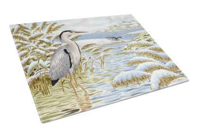Blue Heron by the Water Bird Glass Cutting Board Large (Bird: Blue Heron by the Water)