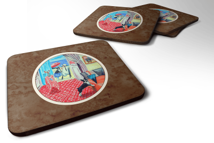 Dog Breed Terrier Group Foam Coaster (Color: Lady with her Boston Terrier, size: 3.5 x 3.5)