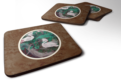Bird - Foam Coaster (Color: Bird - Egret, size: 3.5 x 3.5)