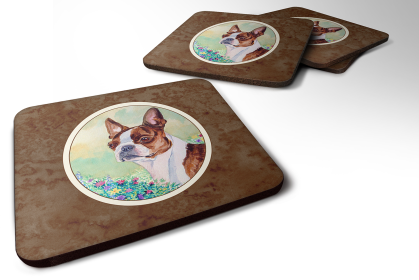 Dog Breed Terrier Group Foam Coaster (Color: Red and White Boston Terrier, size: 3.5 x 3.5)