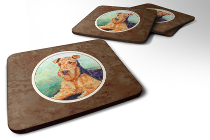 Dog Breed Terrier Group Foam Coaster (Color: Airedale Terrier #1, size: 3.5 x 3.5)