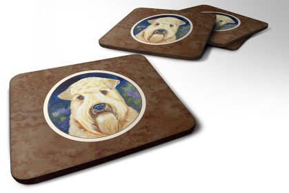 Dog Breed Terrier Group Foam Coaster (Color: Wheaten Terrier Soft Coated, size: 3.5 x 3.5)