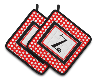 Monogram Polkadots Pair of Pot Holders (Letter: Z)
