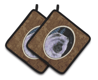 Starry Night Keeshond Pair of Pot Holders (Breed: Keeshond 4)