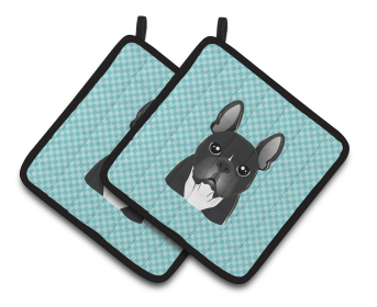 Dog Portrait on Pair of Pot Holders (Breed: French Bulldog - Black)