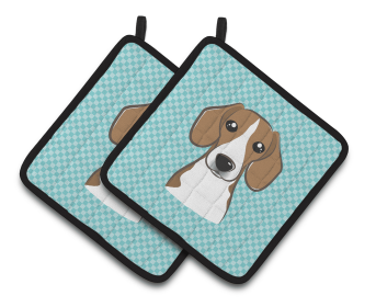 Dog Portrait on Pair of Pot Holders (Breed: Beagle)