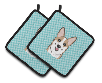Dog Portrait on Pair of Pot Holders (Breed: Corgi - Sable)