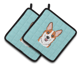 Dog Portrait on Pair of Pot Holders (Breed: Corgi - Red)