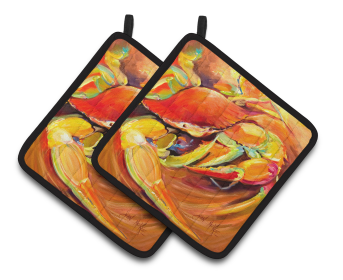 Sea Creature Pair of Pot Holders (Color: Crab Spice, size: 7.5 x 7.5)
