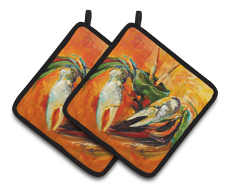 Sea Creature Pair of Pot Holders (Color: Small Orange Crab, size: 7.5 x 7.5)