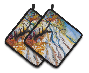 Lake Scenes Pair of Pot Holders (Color: Sand Dune, size: 7.5 x 7.5)