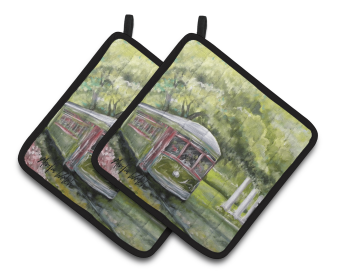 Streetcar Next Stop Audubon Park Pair of Pot Holders (Color: Next Stop Audobon Park Streetcar, size: 7.5 x 7.5)