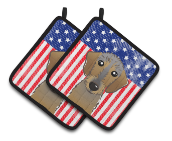 American Flag and Dog on Oven Mitt (Dog Breed: Dachshund - Wirehair)