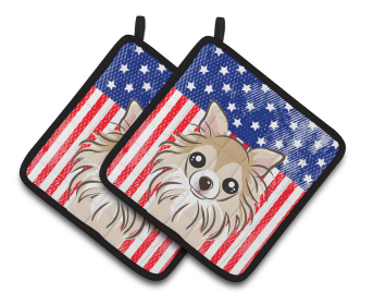 American Flag and Dog on Oven Mitt (Dog Breed: Chihuahua)