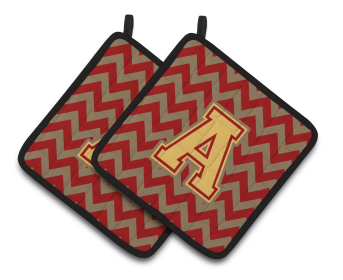 Monogram Chevron Pair of Pot Holders (Letter: A Style # 3)