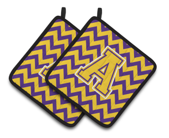 Monogram Chevron Pair of Pot Holders (Letter: A Style # 6)