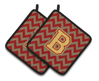 Monogram Chevron Pair of Pot Holders (Letter: B Style # 3)