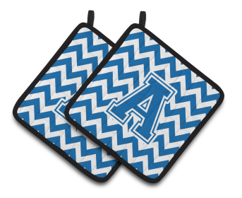 Monogram Chevron Pair of Pot Holders (Letter: A Style # 2)