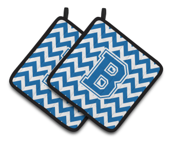 Monogram Chevron Pair of Pot Holders (Letter: B Style # 2)