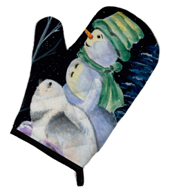Snowman with Keeshond Oven Mitt (Breed: Keeshond 1)