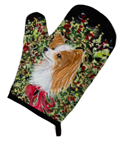 Christmas Wreath Papillon Oven Mitt (Breed: Papillon 3)