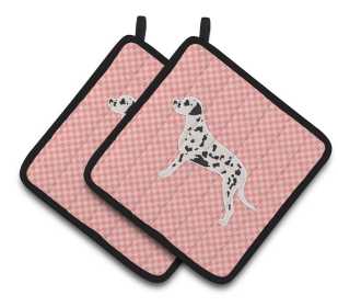 Dog Checkerboard Design Pair of Pot Holders (Dog Breed: Dalmatian)
