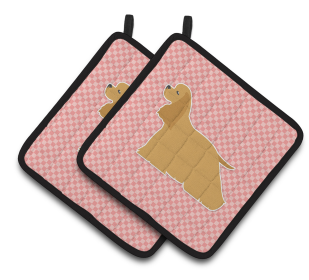 Dog Checkerboard Design Pair of Pot Holders (Dog Breed: Cocker Spaniel Style # 5)