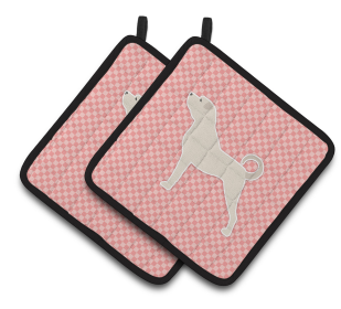Dog Checkerboard Design Pair of Pot Holders (Dog Breed: Anatolian Shepherd)