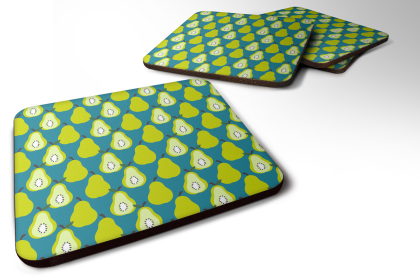 Food Foam Coaster (Color: Pears on Green, size: 3.5 x 3.5)