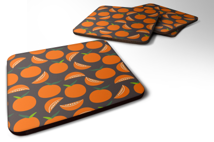 Food Foam Coaster (Color: Oranges on Gray, size: 3.5 x 3.5)