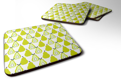 Food Foam Coaster (Color: Pears on White, size: 3.5 x 3.5)