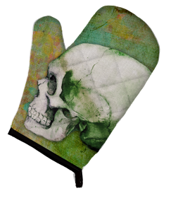 Day of the Dead Oven Mitt (Color: Green Skull, size: 8.5 x 12)