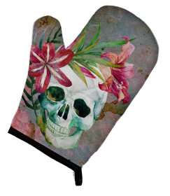 Day of the Dead Oven Mitt (Color: Skull Flowers, size: 8.5 x 12)