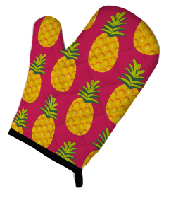 Fruit Art on Oven Mitt (Color: Pineapples on Pink, size: 8.5 x 12)