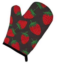 Fruit Art on Oven Mitt (Color: Strawberries on Gray, size: 8.5 x 12)