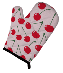 Fruit Art on Oven Mitt (Color: Cherries on Pink, size: 8.5 x 12)
