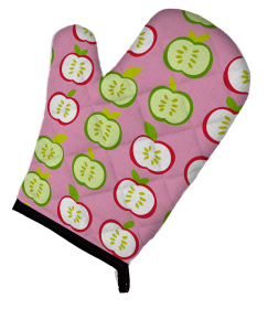 Fruit Art on Oven Mitt (Color: Apples on Pink, size: 8.5 x 12)