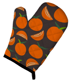 Fruit Art on Oven Mitt (Color: Oranges on Gray, size: 8.5 x 12)