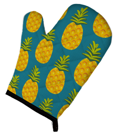Fruit Art on Oven Mitt (Color: Pineapples on Teal, size: 8.5 x 12)