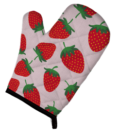 Fruit Art on Oven Mitt (Color: Strawberries on Pink, size: 8.5 x 12)