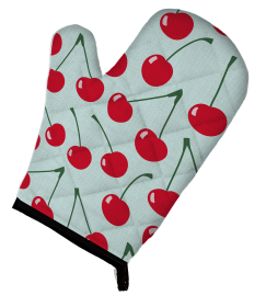 Fruit Art on Oven Mitt (Color: Cherries on Blue, size: 8.5 x 12)