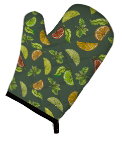 Fruit Art on Oven Mitt (Color: Lemons, Limes and Oranges - Green, size: 8.5 x 12)