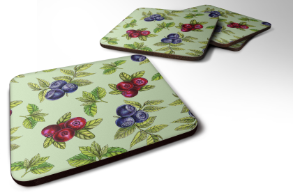 Berries Foam Coaster (Color: Berries in Green, size: 3.5 x 3.5)