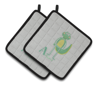 Alphabet for Animal Pair of Pot Holders (Color: Alligator, size: 7.5 x 7.5)