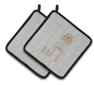Alphabet for Animal Pair of Pot Holders (Color: Dog, size: 7.5 x 7.5)