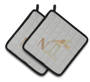 Alphabet for Animal Pair of Pot Holders (Color: Nightingale, size: 7.5 x 7.5)