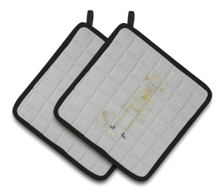 Alphabet for Animal Pair of Pot Holders (Color: Sheep, size: 7.5 x 7.5)